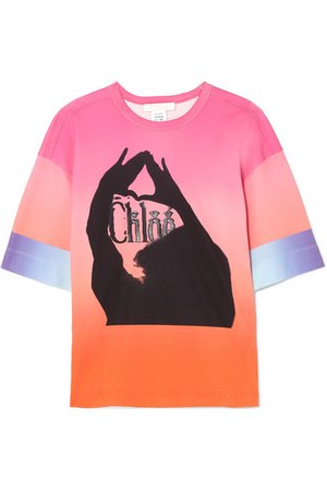 Chloé | Oversized printed ombré mercerized cotton-jersey T-shirt | NET-A-PORTER.COM