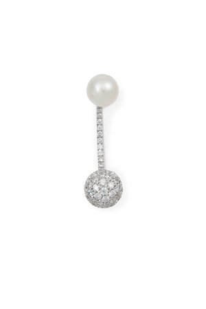18kt White Gold Sphere Earring with Diamonds and Pearl Gr. One Size