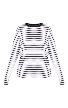 White Stripe Long Sleeve T Shirt | Tops | PrettyLittleThing USA