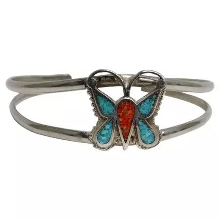 1950 Navajo Silver Butterfly Cuff Bracelet For Sale at 1stDibs
