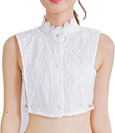 White Lace Detachable Fake Collar Half Shirt Blouse Stand Neck Ruffles Shirt Collar Faux Collar Collar at Amazon Women’s Clothing store