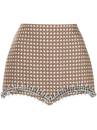 AREA Jacquard Embellished Mini Skirt - Farfetch