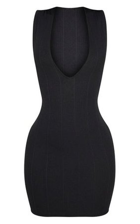 Shape Black Bandage Plunge Bodycon Dress | PrettyLittleThing