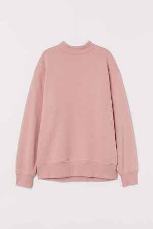 Mock-turtleneck Sweatshirt - Pink