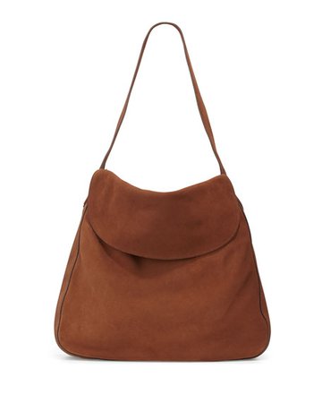 Prada Suede Doubled Flap-Top Medium Hobo Bag
