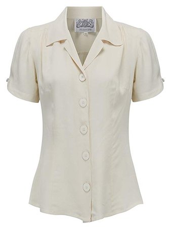 1940's Vintage 'Grace' Blouse in Cream by The Seamstress of Bloomsbury: Amazon.co.uk: Clothing