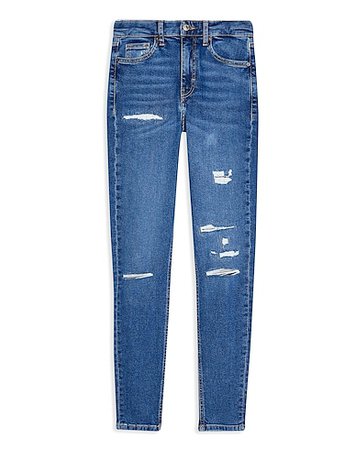 Topshop Mid Blue Rip And Repair Jamie - Denim Pants - Women Topshop Denim Pants online on YOOX United States - 42817886JW