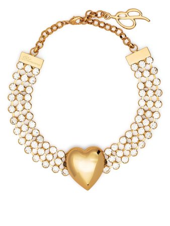 Blumarine gem-embellished heart-charm Necklace - Farfetch