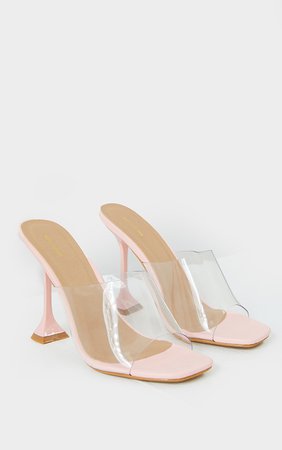Pink Cake Stand Clear Heel Mules | Shoes | PrettyLittleThing USA