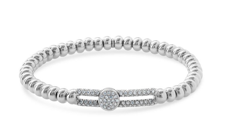 Hulchi Belluni 18k White and Yellow Gold Diamond Stretch Bracelet - 20376-YW | Leonardo Jewelers