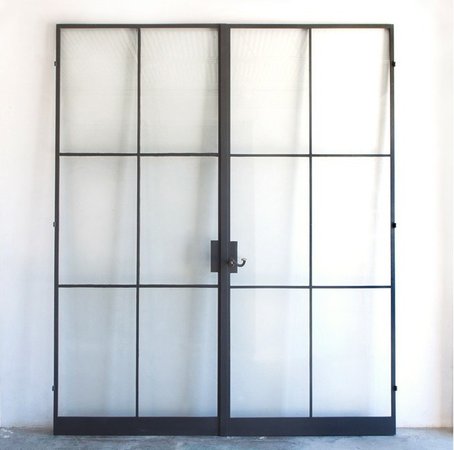 metal black frame door window