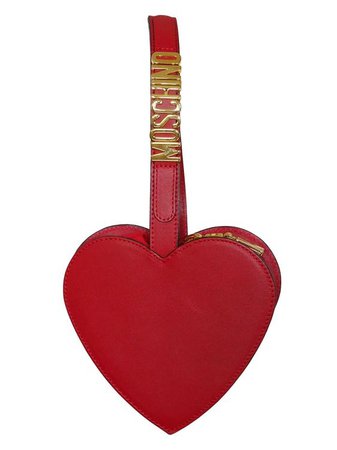 MOSCHINO REDWALL VINTAGE RED HEART WRISTLET EVENING BAG