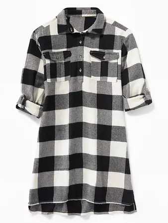 Plaid Flannel Utility Shirt Dress for Girls | Old Navy
