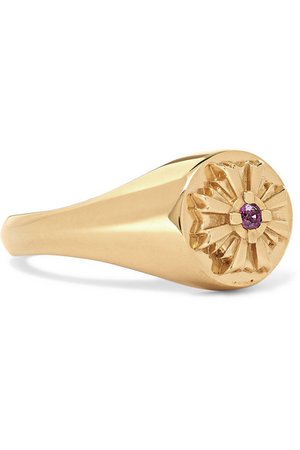 Meadowlark | August gold-plated ruby signet ring | NET-A-PORTER.COM
