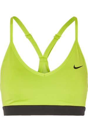 Nike | Indy mesh-trimmed neon stretch sports bra | NET-A-PORTER.COM