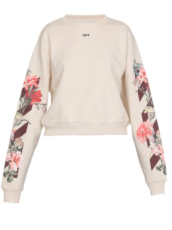 Off-White Flowers Crop Sweatshirt