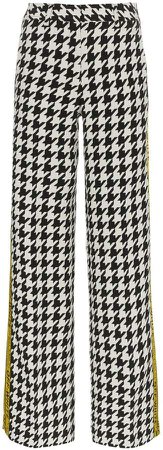 side-stripe check trousers
