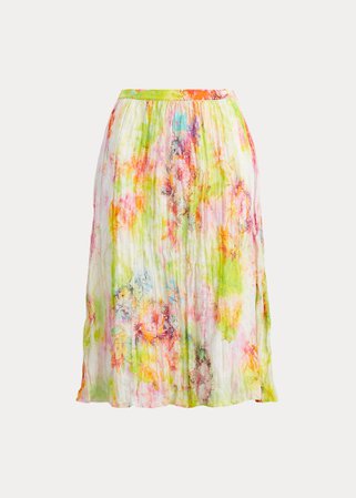 Floral Crinkle Rib-Knit Skirt