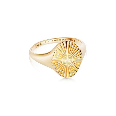 Estée Lalonde Sunburst Signet Ring 18ct Gold Plate - - Daisy London Jewellery