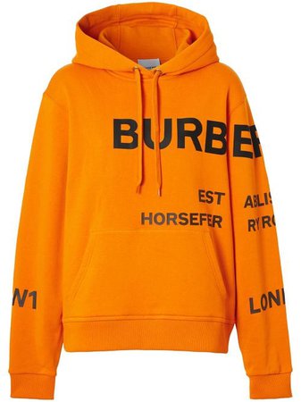 Shop orange Burberry logo-print hoodie with Express Delivery - Farfetch