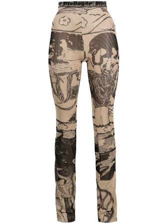 Ottolinger graphic-print Mesh Trousers - Farfetch