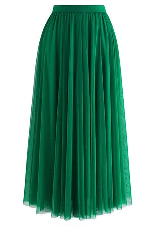My Secret Garden Tulle Maxi Skirt in Green - Retro, Indie and Unique Fashion