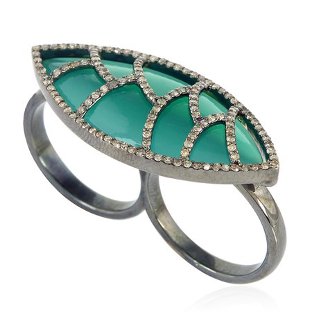 Green Onyx & Diamond Ring