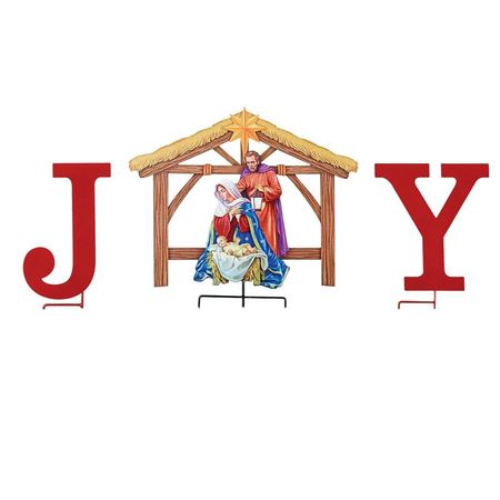 Collections Etc Joy Nativity Scene Garden Stake - Set Of 3 : Target