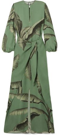 Spirit Aloha Printed Silk-georgette Maxi Dress - Green