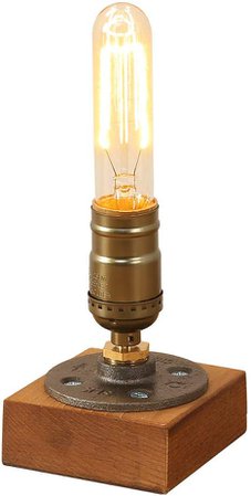 INJUICY Vintage Wooden Table Lamps, Wood & Metal Iron Base Desk Lamp for Bedside, Bedroom Living, Dining Room, Cafe Bar, Hallway Decor: Amazon.ca: Electronics