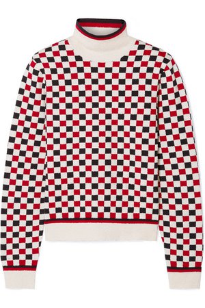 Gucci | Checked wool-blend and terry turtleneck sweater | NET-A-PORTER.COM