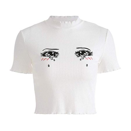 Amazon.com: malianna Women Cute Printed T-Shirts Harajuku Kawaii Short Sleeve Crop Tees: Clothing