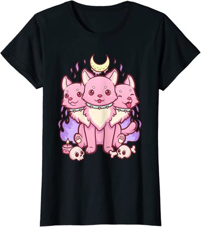 Amazon.com: Kawaii Pastel Goth Cute Creepy 3 Headed Dog T-Shirt: Clothing
