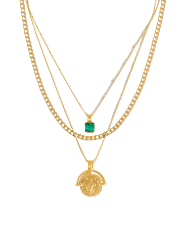 Missoma x Lucy Williams - Roman Coin Malachite Necklace Set