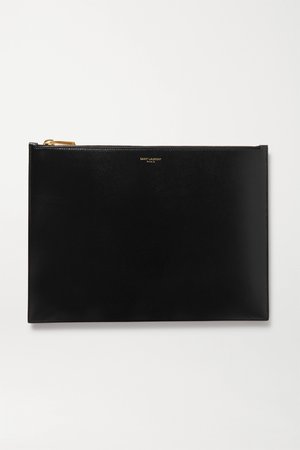 Black Large leather pouch | SAINT LAURENT | NET-A-PORTER