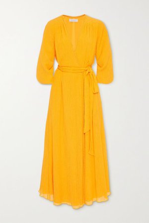 Saffron Demeter cotton and silk-blend crepon wrap midi dress | Gabriela Hearst | NET-A-PORTER
