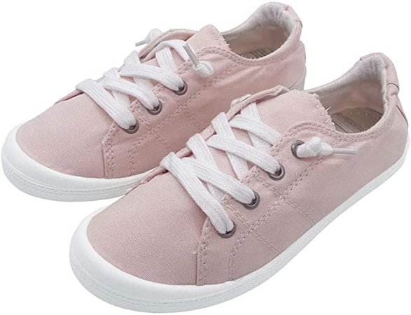 Amazon.com | Women's Canvas Low Top Sneakers Lightweight Lace Up Flat Casual Shoes (9, Square) | Fashion Sneakers