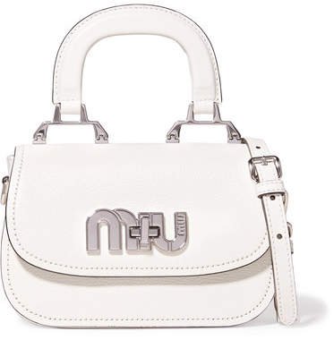 Madras Mini Textured-leather Shoulder Bag - White