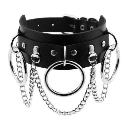 Punk Necklace Leather Choker Collar Goth Choker Chain Bondage Festival Jewelry | eBay