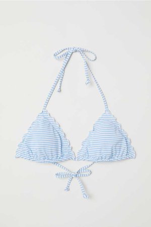 Triangle Bikini Top - Light blue/white striped - Ladies | H&M US
