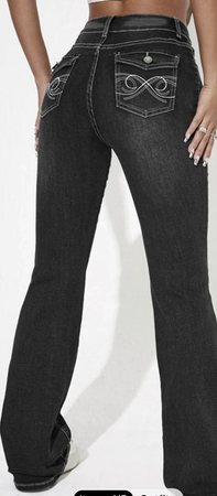flared dark grey jeans