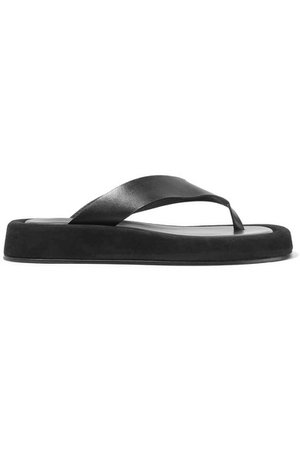 The Row | Ginza leather and suede platform flip flops | NET-A-PORTER.COM