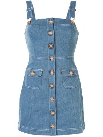 overall blue jean mini dress