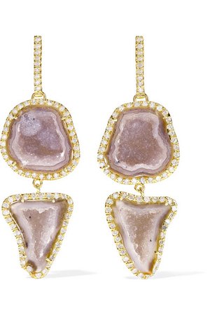 Kimberly McDonald | 18-karat gold, geode and diamond earrings | NET-A-PORTER.COM