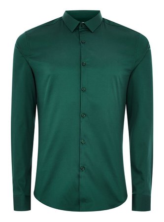 Topman Premium Forest Green Long Sleeve Shirt