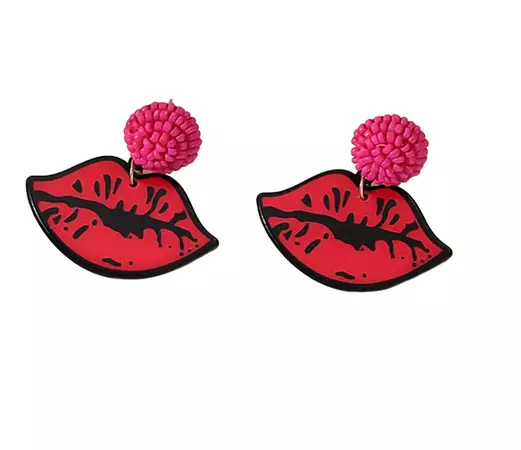 Pink and Red Beaded Acrylic Lip Dangle Earrings – Dorothea's Closet Vintage