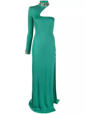 Elisabetta Franchi stud-embellished Asymmetric Gown - Farfetch