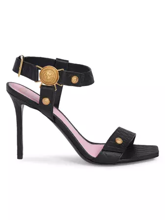 Shop Balmain Eva Embossed Leather Sandals | Saks Fifth Avenue