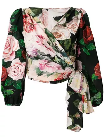 Dolce & Gabbana rose print wrap blouse