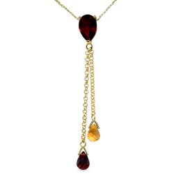 3.75 Carat 14K Gold Necklace Garnet Citrine For Sale | Galaxy Gold Inc.